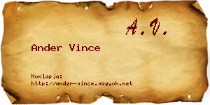 Ander Vince névjegykártya